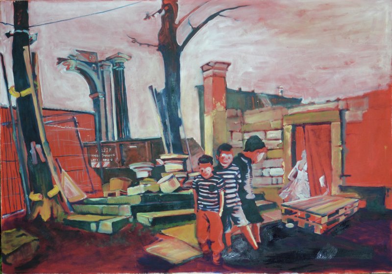 Landschaft mit Ruinenfragmenten